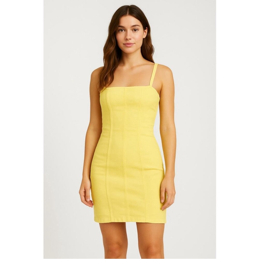 H&M-Divided Yellow Denim Bodycon Mini Dress- Sz 2 / XS